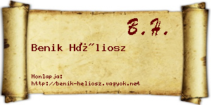 Benik Héliosz névjegykártya